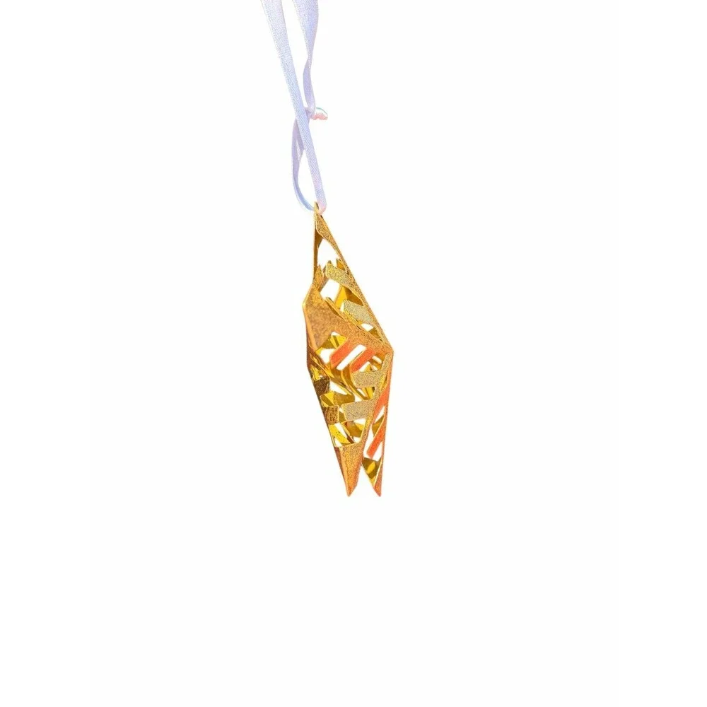 New Macy's Holiday Lane gold 3D snowflake Christmas ornament